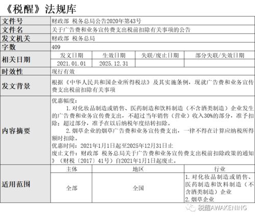 政策 关于广告费和业务宣传费支出税前扣除有关事项的公告